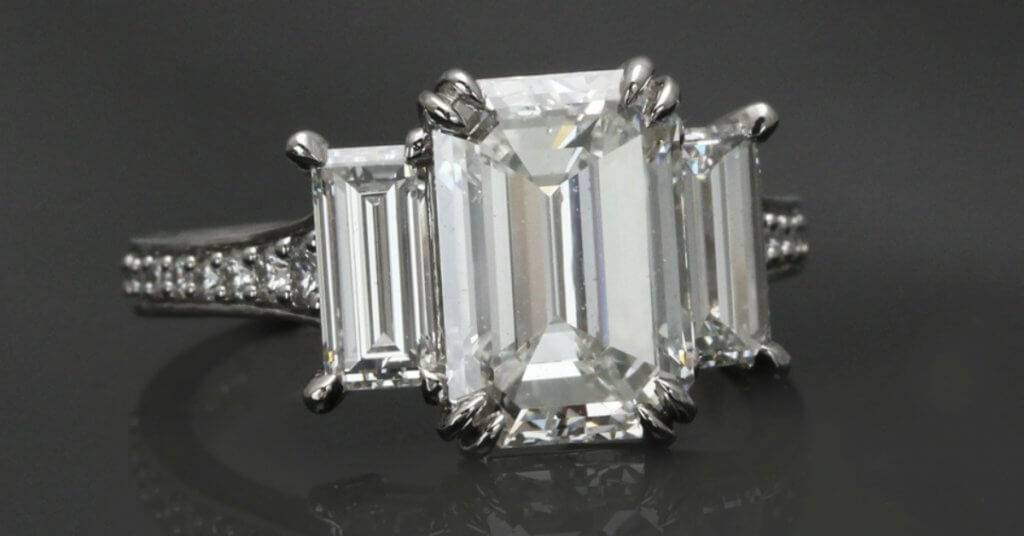 Emerald-cut diamond ring from Jonathan’s Fine Jewelers